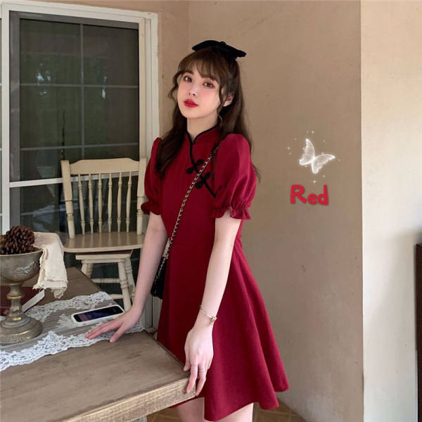 French improved cheongsam summer short sleeve Chinese style young style retro small skirt sexy dress girl