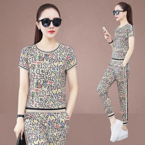 Foreign style sports suit women's summer Korean fashion trend breathable short sleeve thin two-piece leisure suit