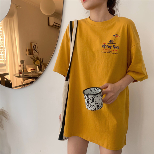 Real photo real price new round neck cartoon print loose thin short sleeve T-shirt for women