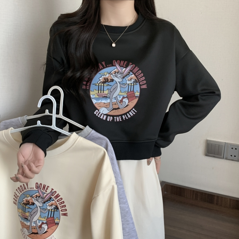 Real shot, real price, plus velvet thickening 400g composite silver fox velvet small sweater women's autumn and winter round neck