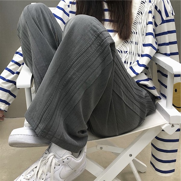Casual pants women show thin spring and autumn 2022 new high waist mopping wide leg pants loose straight sports pants women