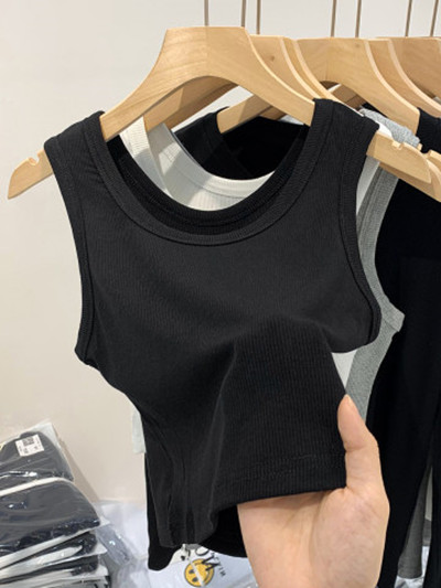 95% Cotton Threaded Camisole Sports Vest Women's Inner Bottom Anti-Flip Sleeveless Top