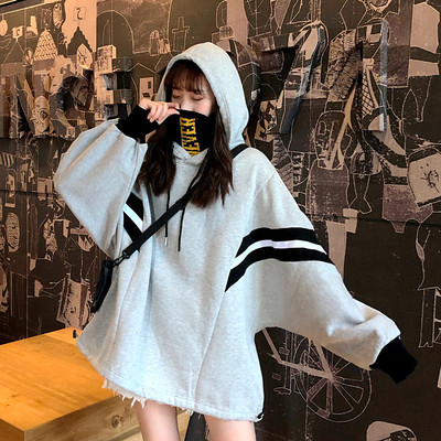 Real shot 2022 thickened sweater women's tide fake two-piece turtleneck plus fleece sweater jacket college style