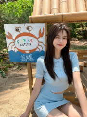 Polo girl's grey private dress soft and relaxed low profile knitting suit