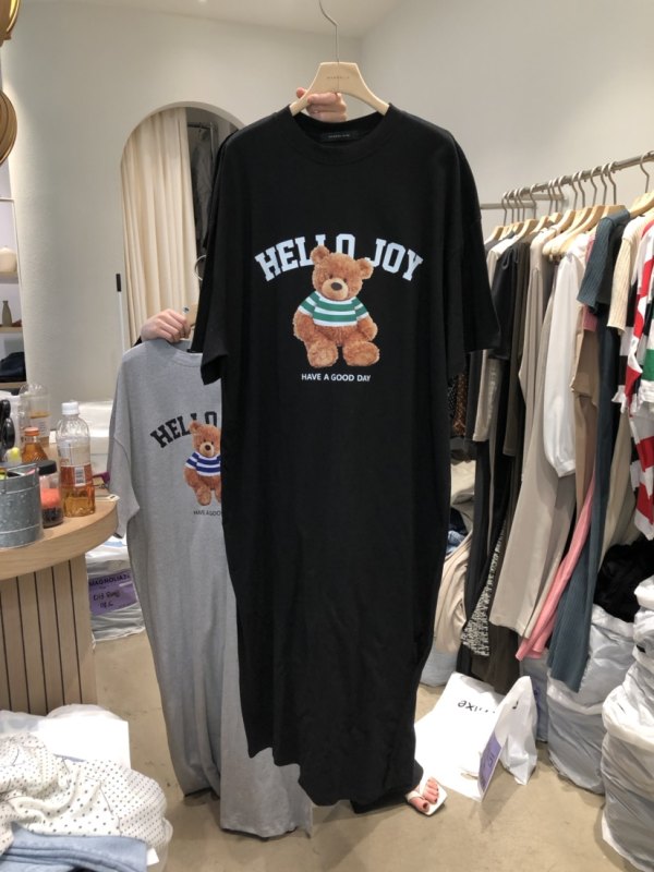 South Korea's Dongdaemun 2022 summer new print loose all-match lazy T-shirt long skirt women's knee dress trendy