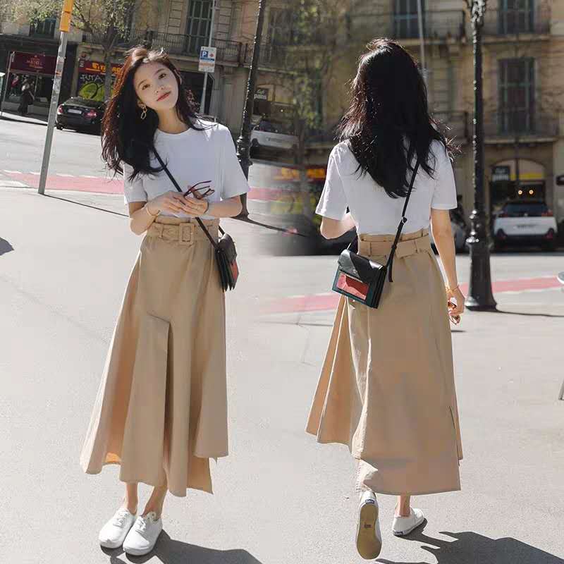 Cool wind dress 2020 new Korean version summer middle long student long dress is a very fairy slim suit of the female Department of Mori