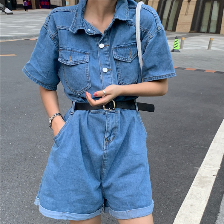 Actual photo 2020 new women's work clothes jeans back belt pants loose thin summer casual one-piece pants + belt trend