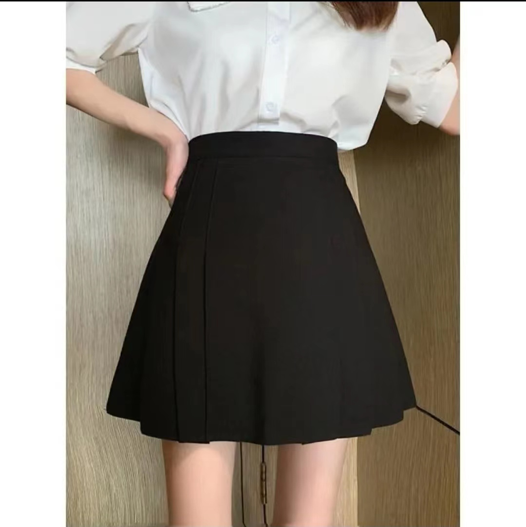 Real shot-2023 new pleated skirt design sense niche high waist skirt pleated skirt small A-line skirt