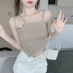 Summer wear pure Spice Girl Style irregular lattice small suspender vest, female Strapless sleeveless belly pocket triangular scarf top