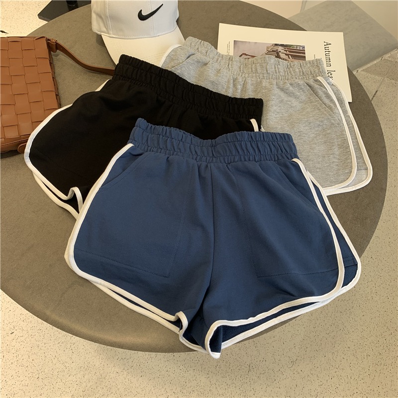 Classic sports shorts women's a-word white edge is thin, loose running, home leisure, versatile hot pants, women's summer clothes