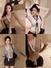 Real shot at a real price, with a large chest, a large waist, a slim, long-sleeved tie with splicing