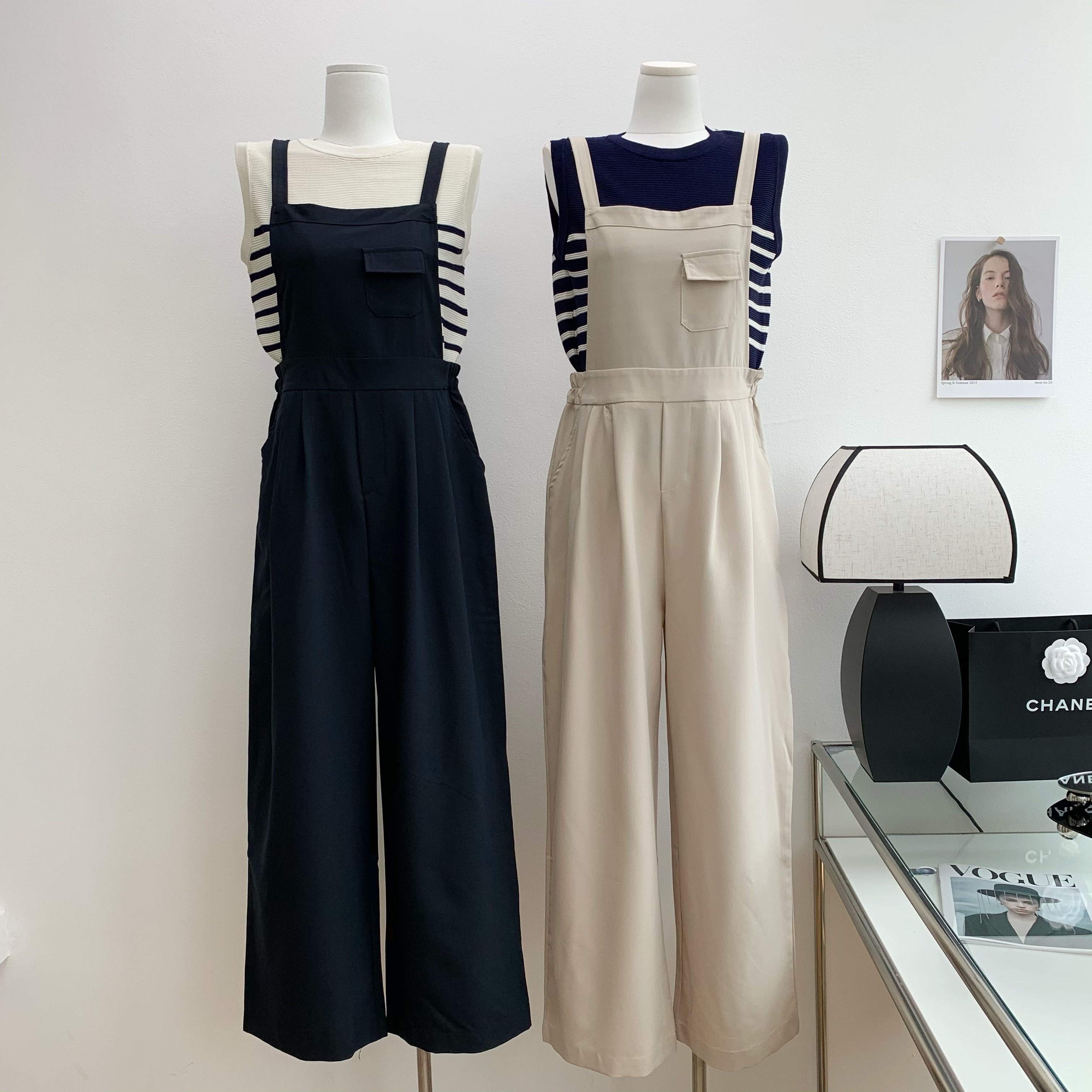 Am summer new Korean dongdamen striped Knitted Vest + loose wide leg casual pants two piece suit fashion