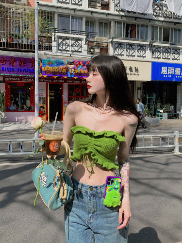 A sense of niche design, with a bra, a suspender, a small vest, a bra, a women's summer dress, a hot girl's letter printed bottomed top, a trend