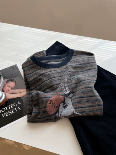 Women's Loose Long-Sleeve Striped T-Shirt - New 2025 Autumn/Winter Collection