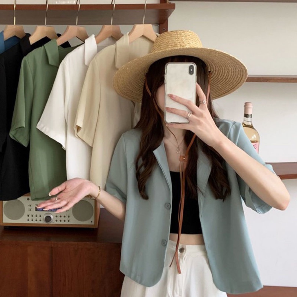 Summer suit coat women's 2022 new small loose casual fried Street short sleeved suit top