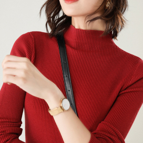 Fashionable half-turtleneck sweater for women in autumn and winter new slim-fitting and stylish inner-fitting pullover knitted bottoming shirt