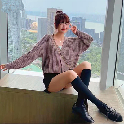 Gentle lazy wind loose outer sweater cardigan short sweater female soft milk lazy wind Sen Department Student top