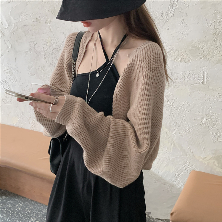 French Camisole cardigan women's shawl summer with suspender skirt over blouse short knit top small coat early summer