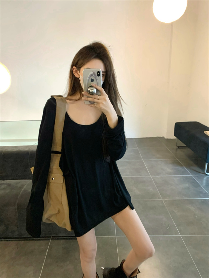 Actual shot Korean style Hong Kong style loose and lazy T-shirt