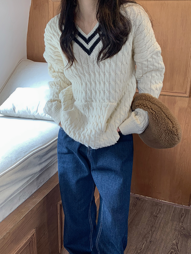 Real price real shot Han Fan loose neck pocket sweater