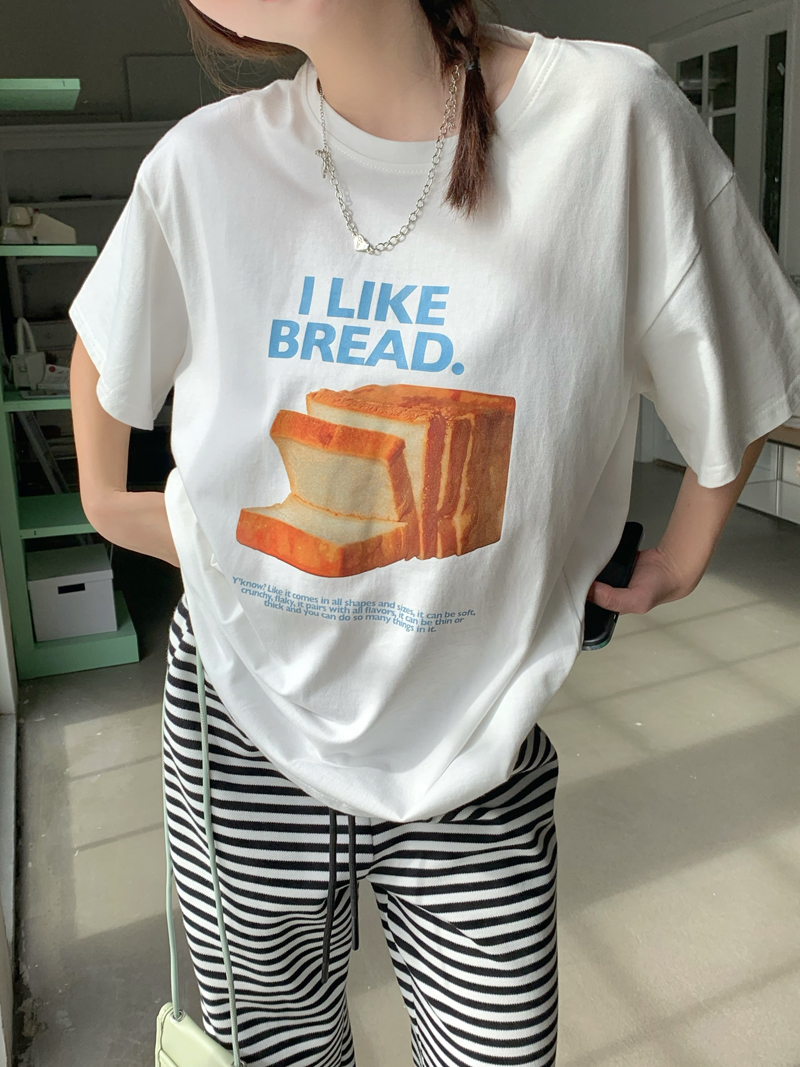 Real price ~ Korean lazy funny printing loose thin round neck Pullover new summer T-shirt