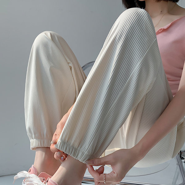 White ice silk sweatpants women's summer thin 2022 new loose legged casual pants anti mosquito lantern pants