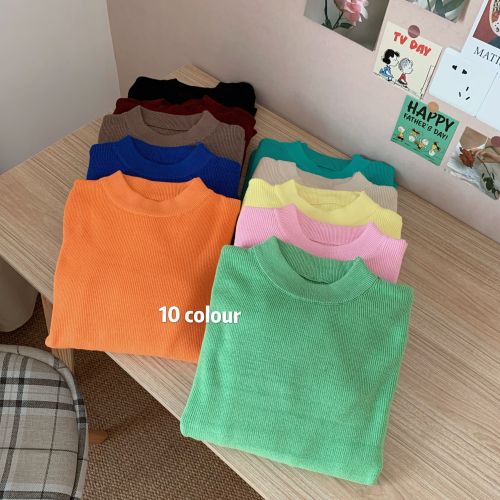 Real price real shot Pro skin soft waxy candy color thickened versatile round neck solid color sweater backed long sleeve sweater