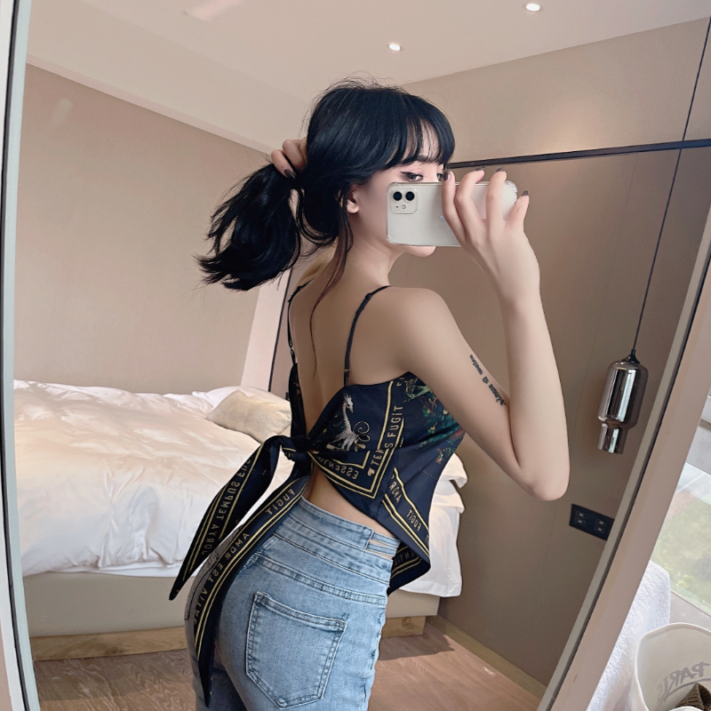 Actual shot and real price 2023 new pure desire camisole women's design sense outer wear bellyband slim and beautiful back inner top