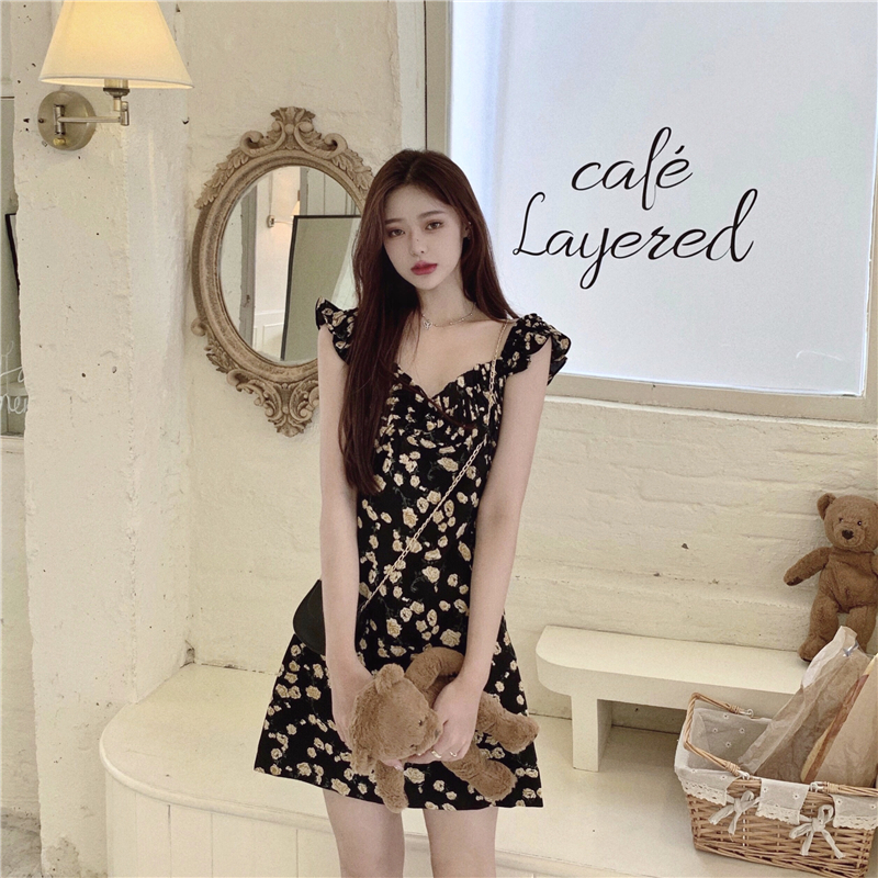 Real price high waist floral sling short skirt women 2020 popular Chiffon sleeveless dress