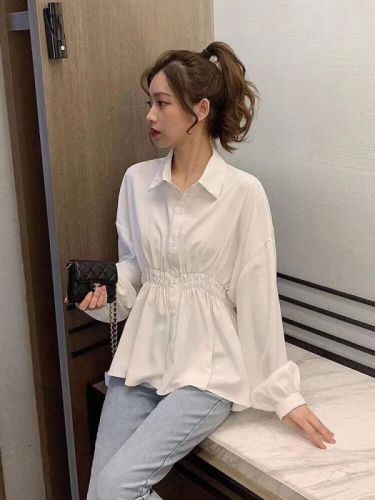 Skirt small shirt women's autumn 2020 new Korean design sense small foreign style long sleeve waisted white shirt top