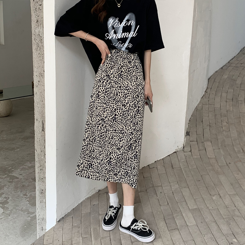 Real price zebra print high waist thin skirt women's autumn word short skirt medium long Hip Wrap Skirt