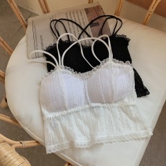 Real shot of new net red lace no steel ring Bra Top