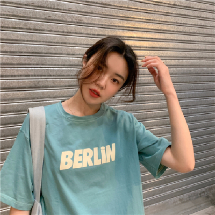 Summer new bf lazy style loose letter all-match top student short-sleeved T-shirt female ins tide