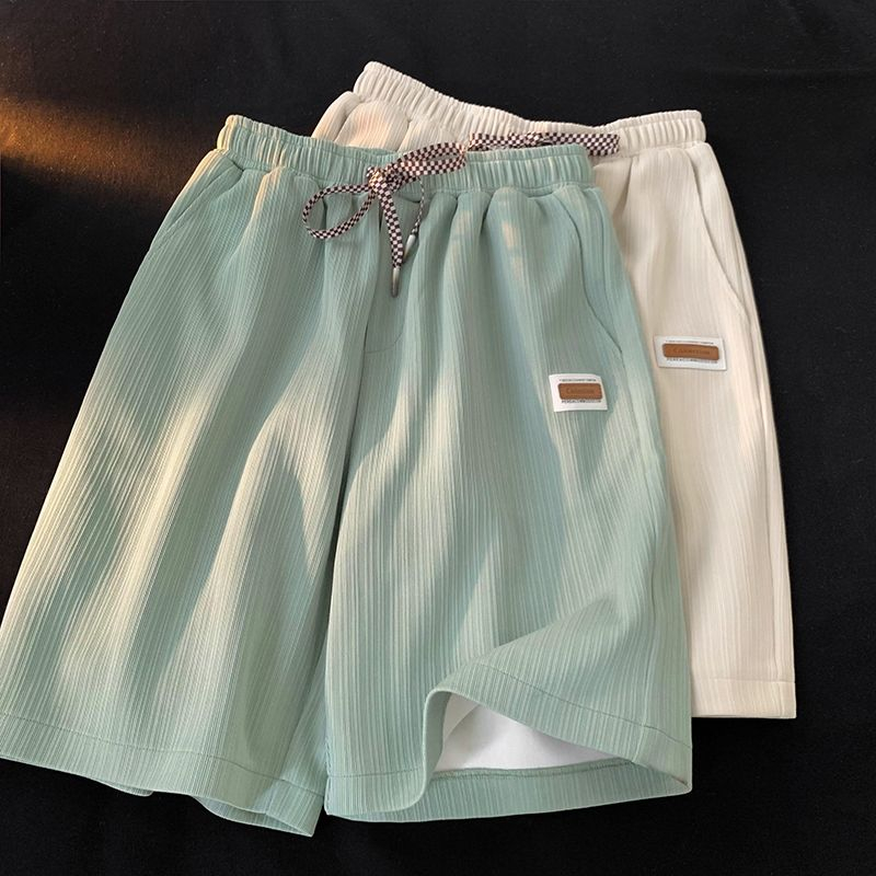 Original pleated strips casual five-point shorts women's 2022 summer loose thin section live drape trendy straight pants