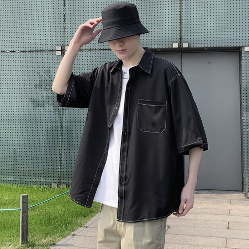 Men's leisure trend obvious shirt coat youth students loose shirt personality men's clothing summer and autumn trend