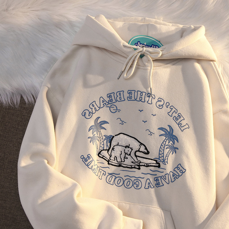 Autumn new printed polar bear milk sweater boys Korean version loose and lazy style couple jacket