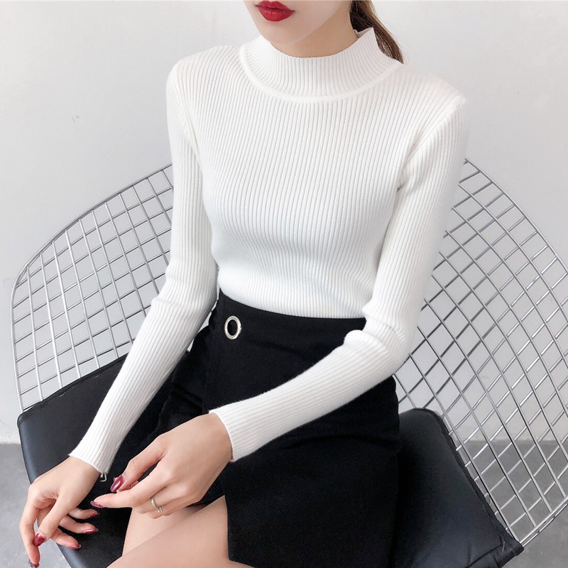 Half turtleneck sweater bottoming shirt women's long-sleeved inner wear autumn new 2022 pullover all-match slim tight knitted sweater