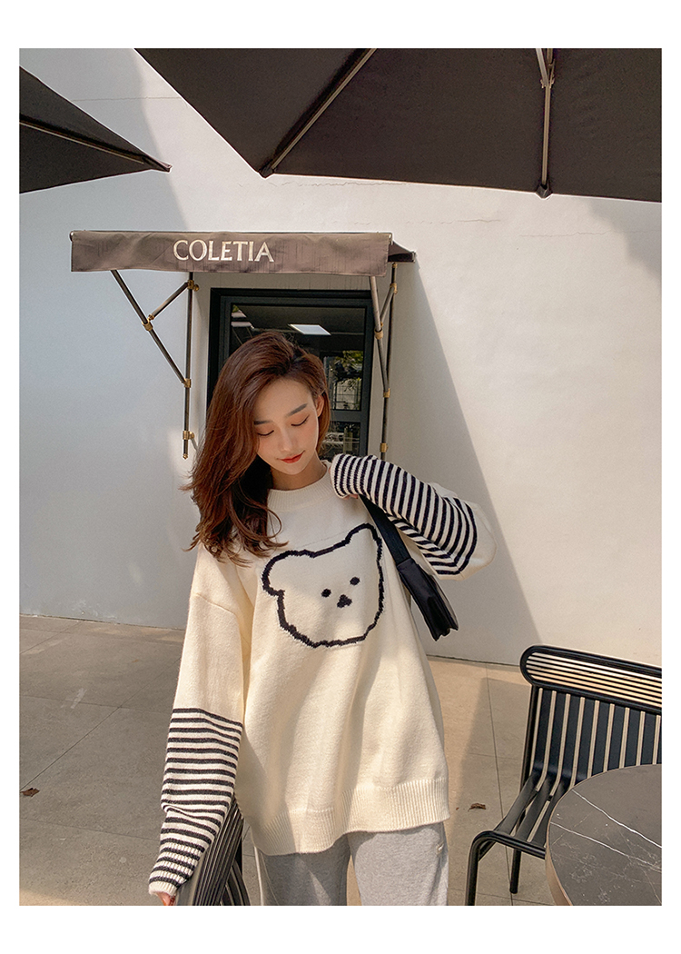 Little bear sweater female Pullover loose sweet lazy wind autumn winter Korean student Lovely Japanese sweater thick outside
