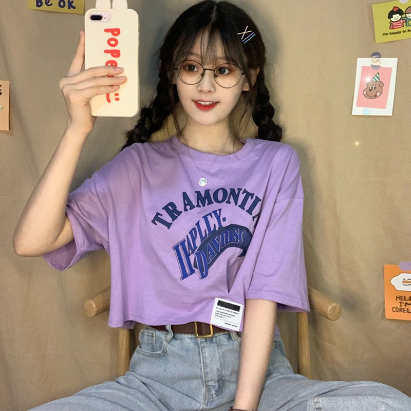 Design sense niche short-sleeved t-shirt women's summer loose hot girl style short top ins tide