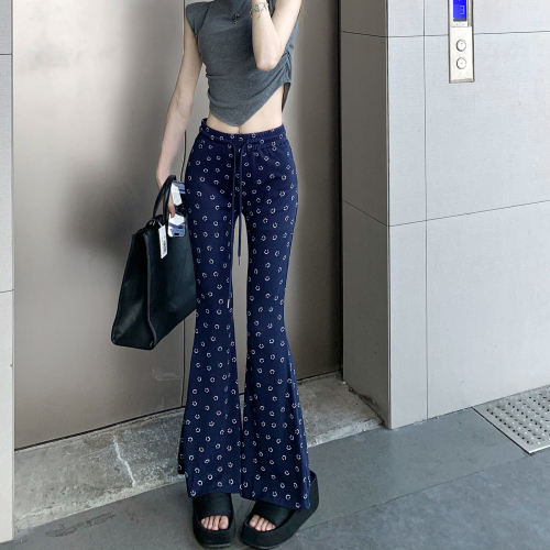 Real price, elastic waist, smiling face, casual drape, all-match micro-launched trousers