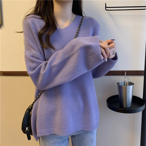 New V-neck Hanfeng languid candy color sweater with real price