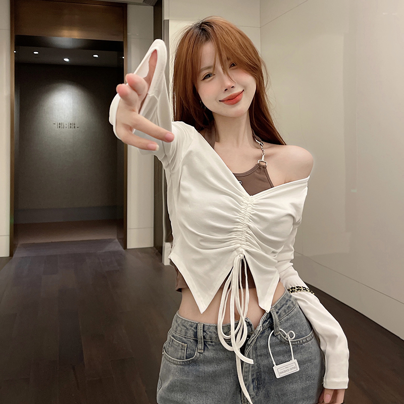 Real price real price sun protection wear blouse thin section hanging neck vest short two-piece summer female