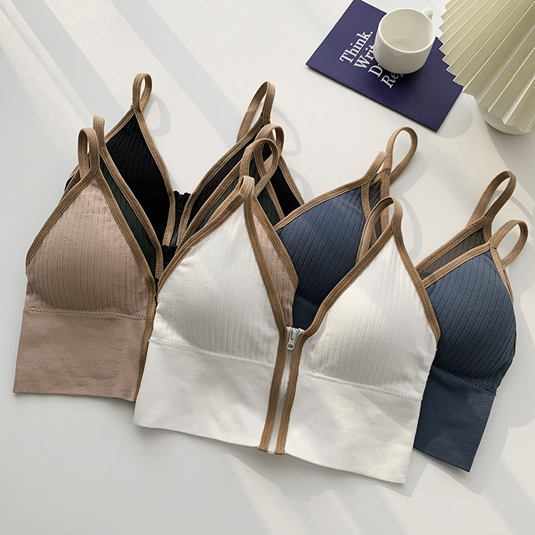 Real shot real price~Sexy deep V front zipper beautiful back camisole all-match sleeveless bottoming top for women