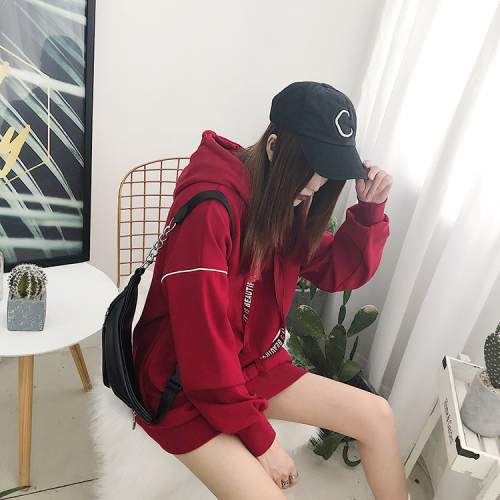 Actual Autumn and Winter Dresses New Loose BF Medium and Long Thickened Flannel Sanitary Clothing, Cap Overfire Coat