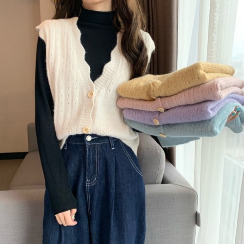 Korean chic temperament knitted waistcoat women's 2020 new early autumn casual versatile V-neck vest