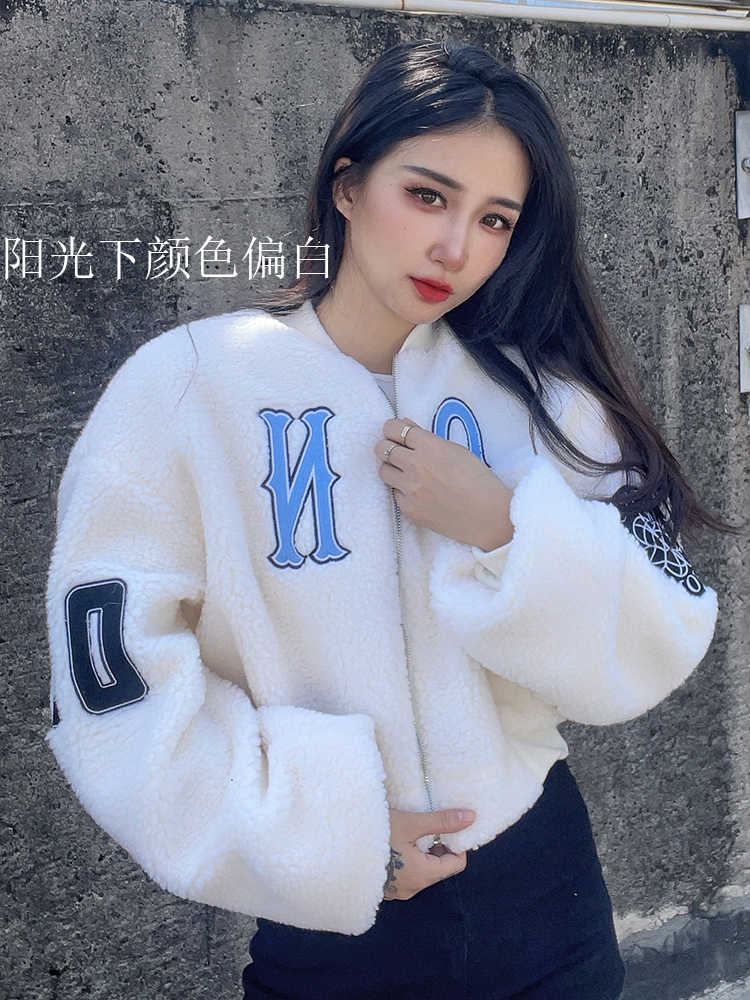 Sherpa velvet composite 500g winter 2022 new velvet thickened loose embroidered short coat