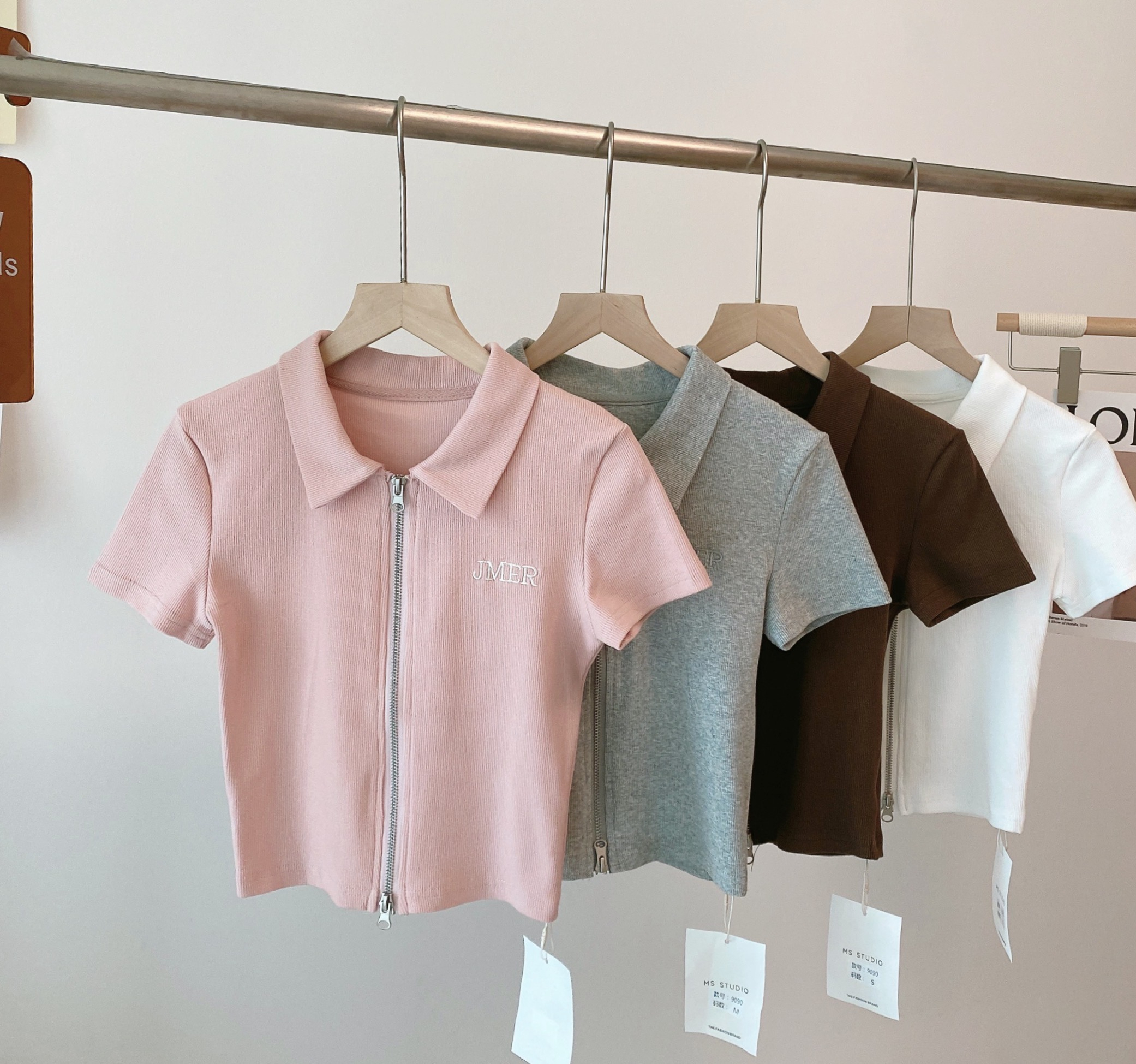 Polo collar thin t-shirt women's sweet all-match short top summer new short-sleeved