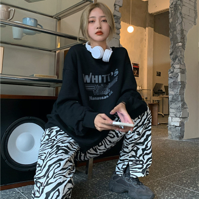 American retro plus velvet thick sweater women's autumn and winter oversize coat ins tide brand loose and lazy wind top