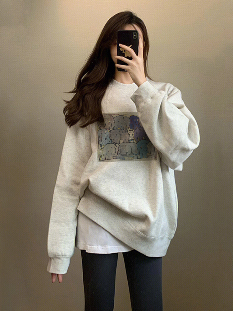 2 types of autumn fabrics 2 types of winter fabrics Autumn and winter loose sweater Chinese cotton back collar