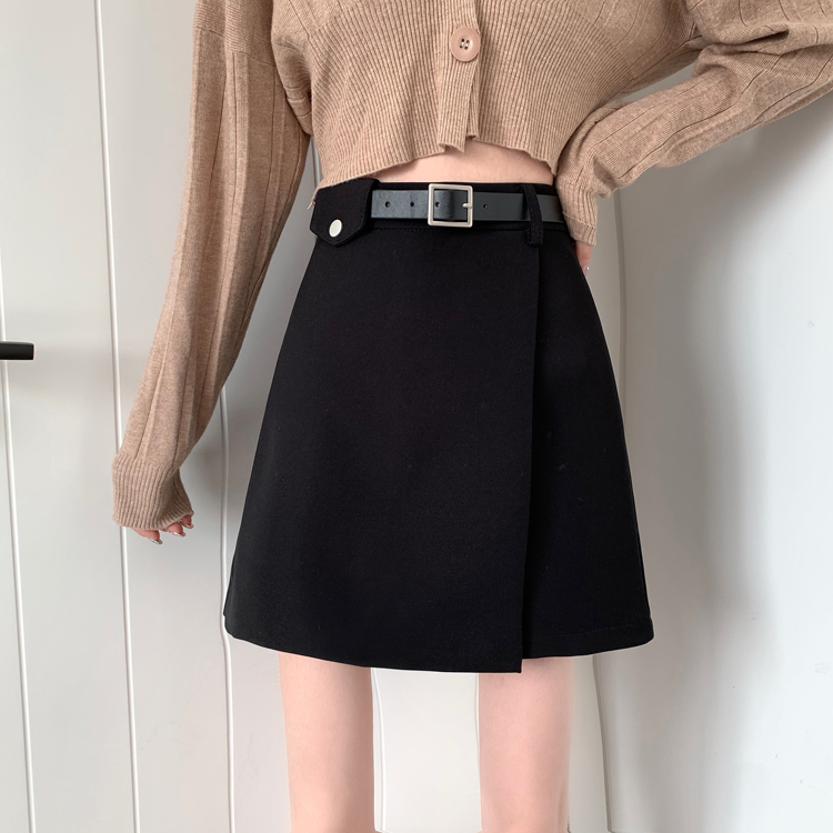 Real auction real price ~ Black Skirt women's spring skirt 2021 new high waist A-line bag hip versatile slim skirt